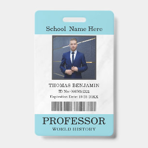 Crachá Cartão de Identificação de Professor Nome Escola M