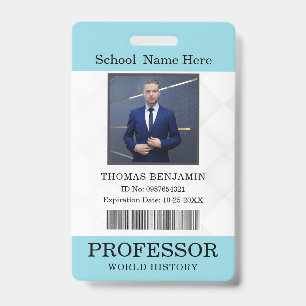 Crachá Cartão de Identificação de Professor Nome Escola M