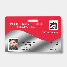 Crachá Cartão de identificação DIY falso prata vermelho |