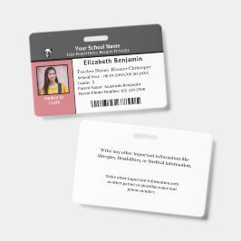 Crachá Cartão de Identificação do Aluno Código de Barras
