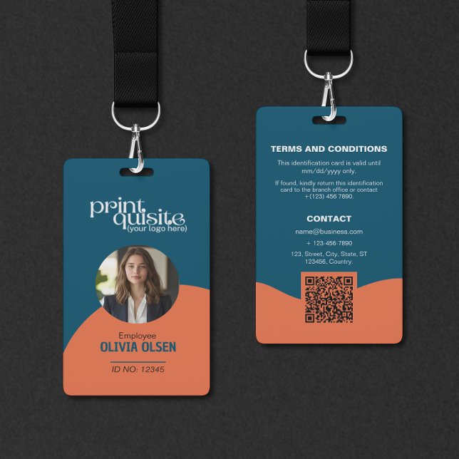 Crachá Cartão de Identificação Laranja Azul-Oceano Negrit (Criador carregado)