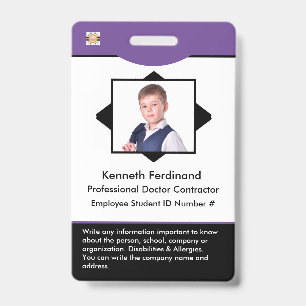Crachá Cartão de identificação personalizado com foto do