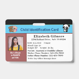 Crachá Cartão de Identificação Personalizado Infantil Men