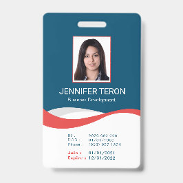 Crachá Cartão de identificação personalizado moderno navy