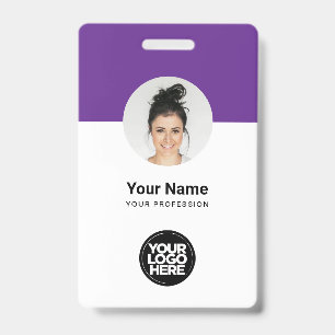 Crachá Cartão de Identificação Personalizado Moderno Roxo