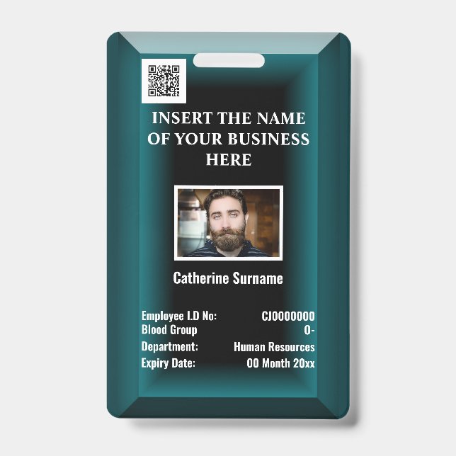 Crachá Cartão de identificação personalizado para funcion (Frente)