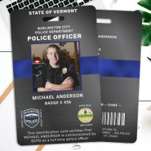 Cartão de Identificação Personalizado para Polícia
