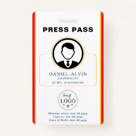 Crachá Cartão de Imprensa Personalizado com ID de Fotogra