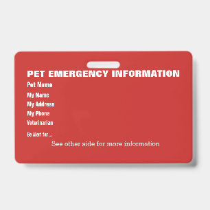 Crachá Cartão de Informações de Emergência do Pet v5