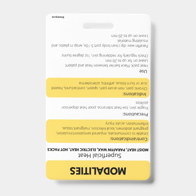 Crachá Cartão de Referência de Modalidades (Quente/Frio)  (Frente)