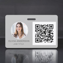 Cartão de Visita com Código QR Prata Cinza Foto