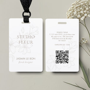 Crachá Cartão de Visita Floral Quadrado Minimal Chic