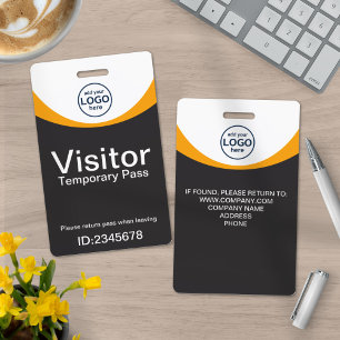 Crachá Cartão de Visitante Corporativo Cinza Amarelo Logo