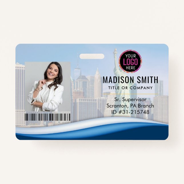 Crachá Cartão ID | Empregado de Empresa Moderno Minimalis (Frente)