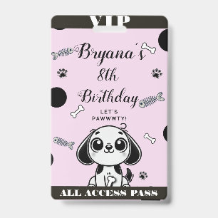 Crachá Cartão VIP de Aniversário de Cachorro Puppy com Es