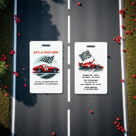 Crachá Cartão VIP de Aniversário de Carro de Corrida