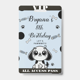Crachá Cartão VIP de Aniversário do Cachorrinho de Ossos 