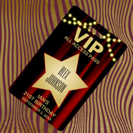Crachá Cartão VIP de Luzes de Cinema Estrela Dourada de H