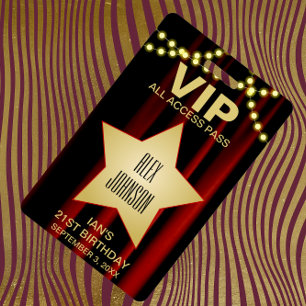Crachá Cartão VIP de Luzes de Cinema Estrela Dourada de H