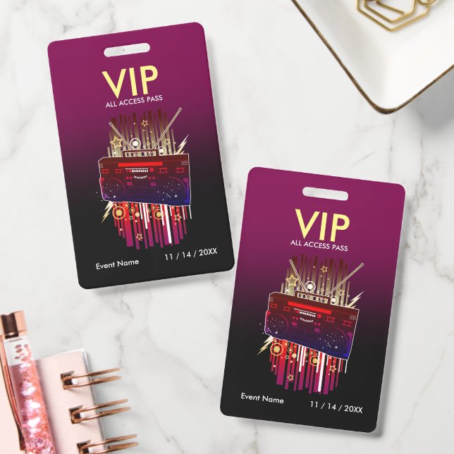 Crachá Cartão VIP Personalizado Roxo Preto Gradiente para (Escritório)