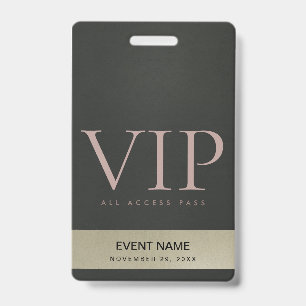 CRACHÁ CÁRTIRA DE ACESSO A EVENTO VIP AÇO PRETO DOURADO C