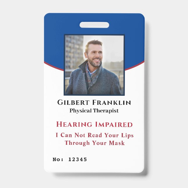 Crachá Cartões de deficiência para identificação de foto  (Frente)