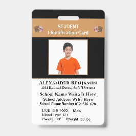 Crachá Cartões de Identificação de Alunos com Foto da Esc