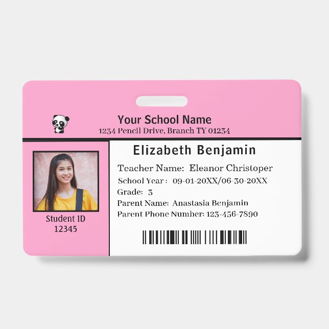 Crachá Cartões de Identificação de Estudantes Crianças (Frente)