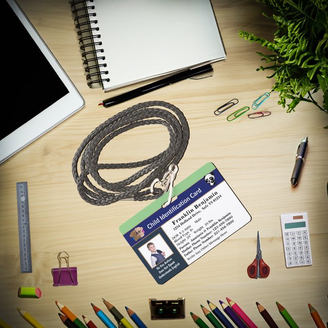 Crachá Cartões De Identificação Id Crianças Fotografia Fi (Id Identification Cards Kids Child Photo Custom Badge is for your child to wear every day.)