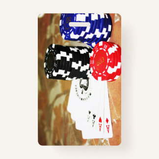 Crachá Cartões de pôquer Aces Chips Jogo de Jogo Casino