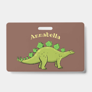 Crachá Cartoon de dinossauros de stegossauro engraçado