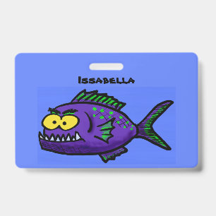 Crachá Cartoon de peixe Piranha