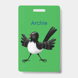 Crachá cartoon personalizado do Willie Wagtail australian