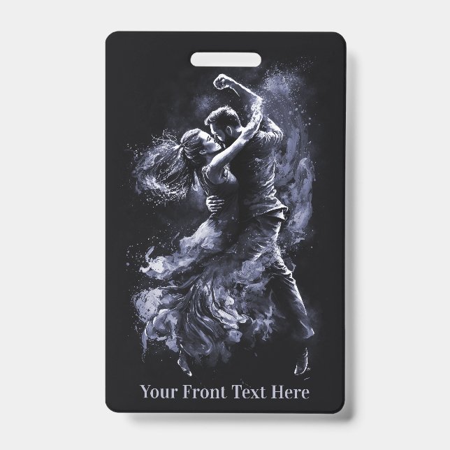 Crachá Casal de dança de texto personalizado (Frente)