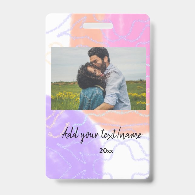 Crachá casal de monograma com nome simples e mínimo perso (Frente)