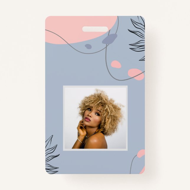 Crachá Casamento com Abstrato moderno japonês escandinavo (Frente)