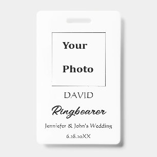 Crachá Casamento de Nome Personalizado Mínimo Simples do
