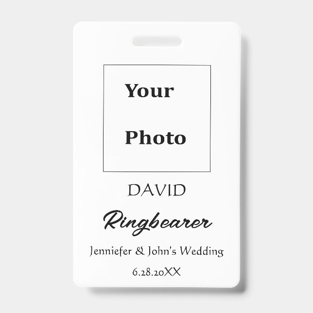 Crachá Casamento de Nome Personalizado Mínimo Simples do  (Frente)