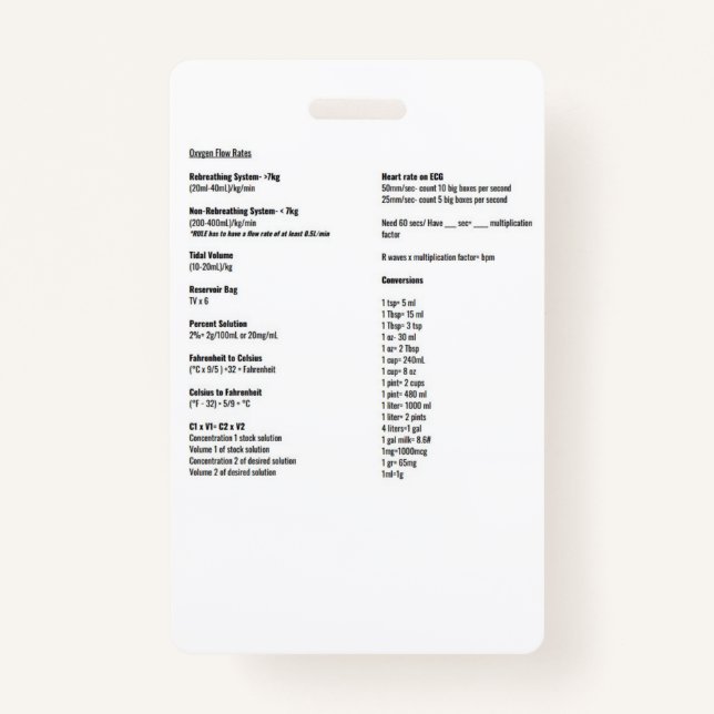 Crachá Caudal de oxigênio e marcas de conversão (Frente)