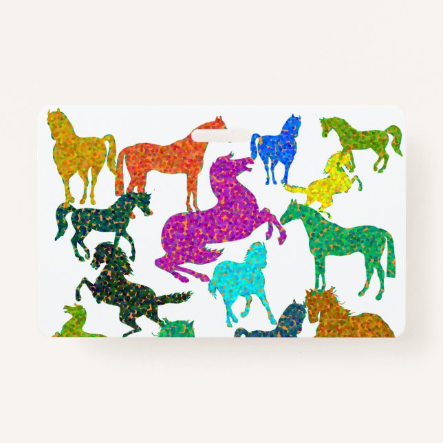 Crachá Cavalos Arco-Íris - "Dotty sobre Cavalos!" (Frente)