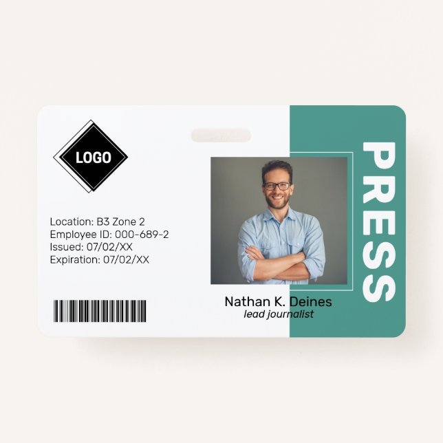 Crachá Cerceta | Segurança da Empresa para ID de Foto do  (Frente)