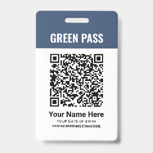 Crachá Certificado de Vacinação de Pass Verde Marinho P