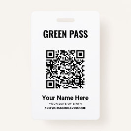 Crachá Certificado de Vacinação de Pass Verde PVC Branco 