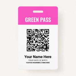 Crachá Certificado de Vacinação de Pass Verde PVC, rosa