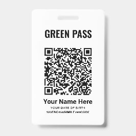 Crachá Certificado de Vacinação Green Pass PVC Branco Res