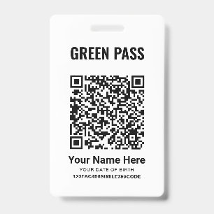 Crachá Certificado de Vacinação Green Pass PVC Branco Res