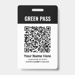 Crachá Certificado de Vacinação Green Pass PVC Preto