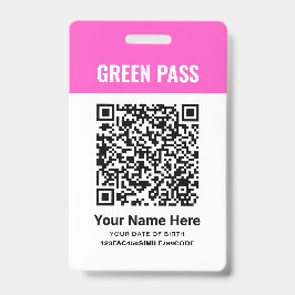 Crachá Certificado de Vacinação Green Pass PVC Rosa