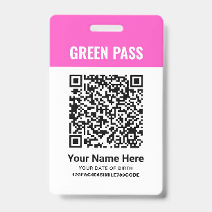 Crachá Certificado de Vacinação Green Pass PVC Rosa
