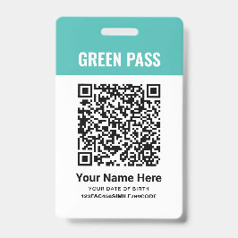 Crachá Certificado de Vacinação Green Pass PVC Turquesa